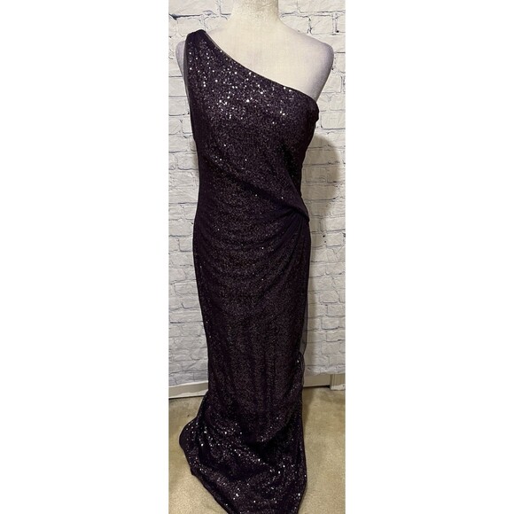 Lauren Ralph Lauren eggplant purple sequin formal Gown dress Size 8 - Picture 1 of 9
